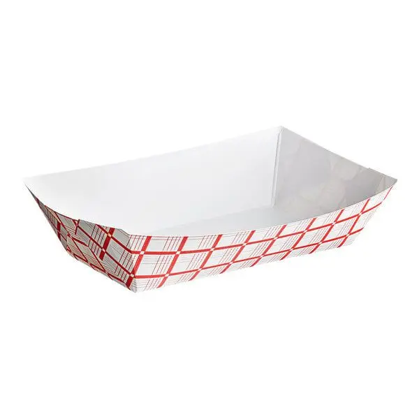 Red Checks Paper Food Trays - #300-3 LB