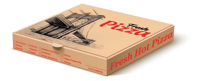 Corrugated Printed Pizza Box Kraft/White - 14" x 14" x 2"