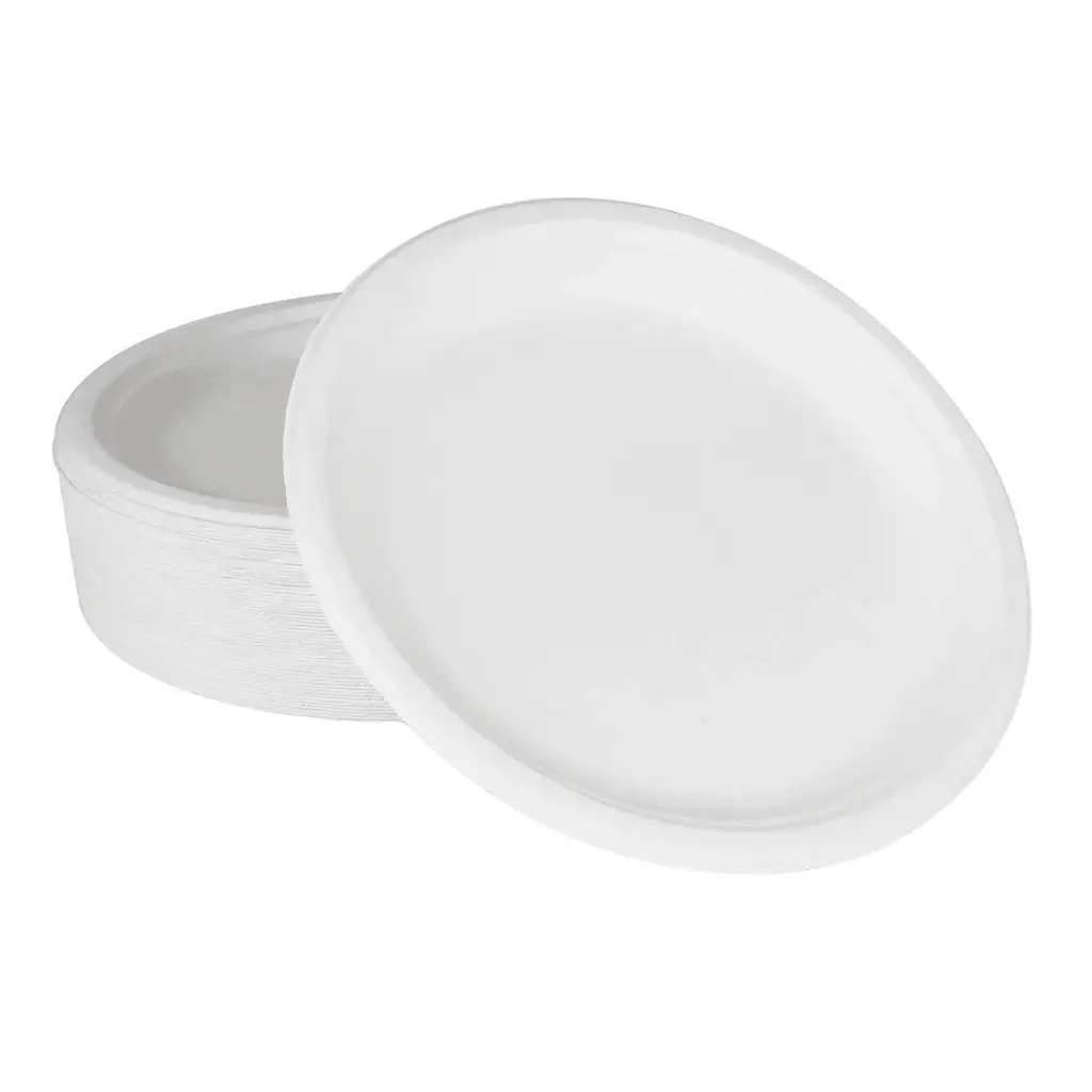 Bagasse Round Plate White - 6"
