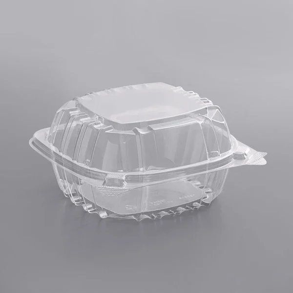 Dart PET Hinged Lid Takeout Containers C-57 - 6" x 6"