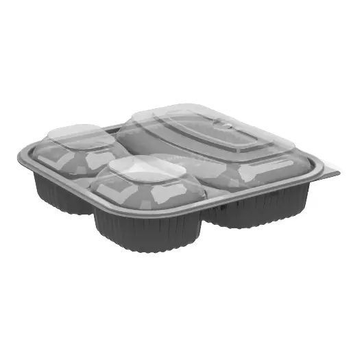 Microwavable Rectangular Takeout Containers With Lids - 33 oz (3 Compartment)