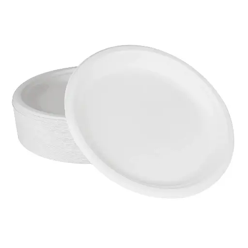 Bagasse Round Plate White - 6"