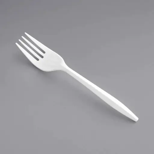 [P200043] Medium Weight Plastic Fork - White