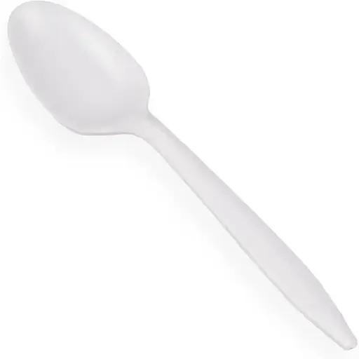 [P200045] Heavy Weight Plastic Teaspoon - White/Black