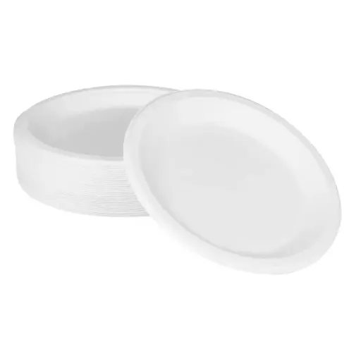 [P200075] Bagasse Round Plate White - 10"
